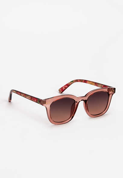 Pink Floral Square Sunglasses