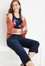 Floral Twist Back Tank Top, BLUE JASMINE COMBO, small