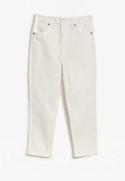 Girls White High Rise Cropped Skinny Jeans