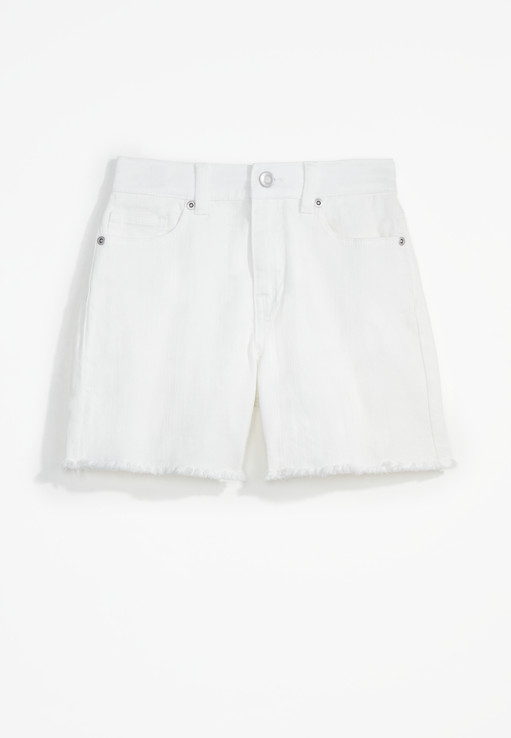 Girls High Rise Raw Hem 4in Shorts | maurices