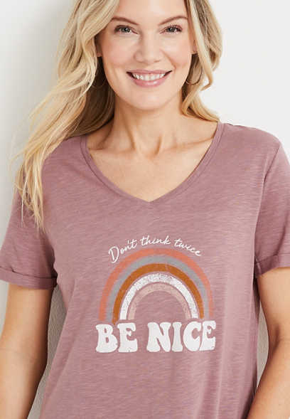 Be Nice V Neck Graphic Tee