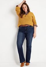 Plus Size Judy Blue&reg; Slim Boot High Rise Slit Hem Jean, DARK SANDBLAST, small