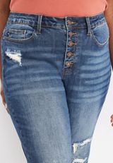 Plus Size Judy Blue&reg; Skinny Mid Rise Button Fly Thermal Patch Jean, , small