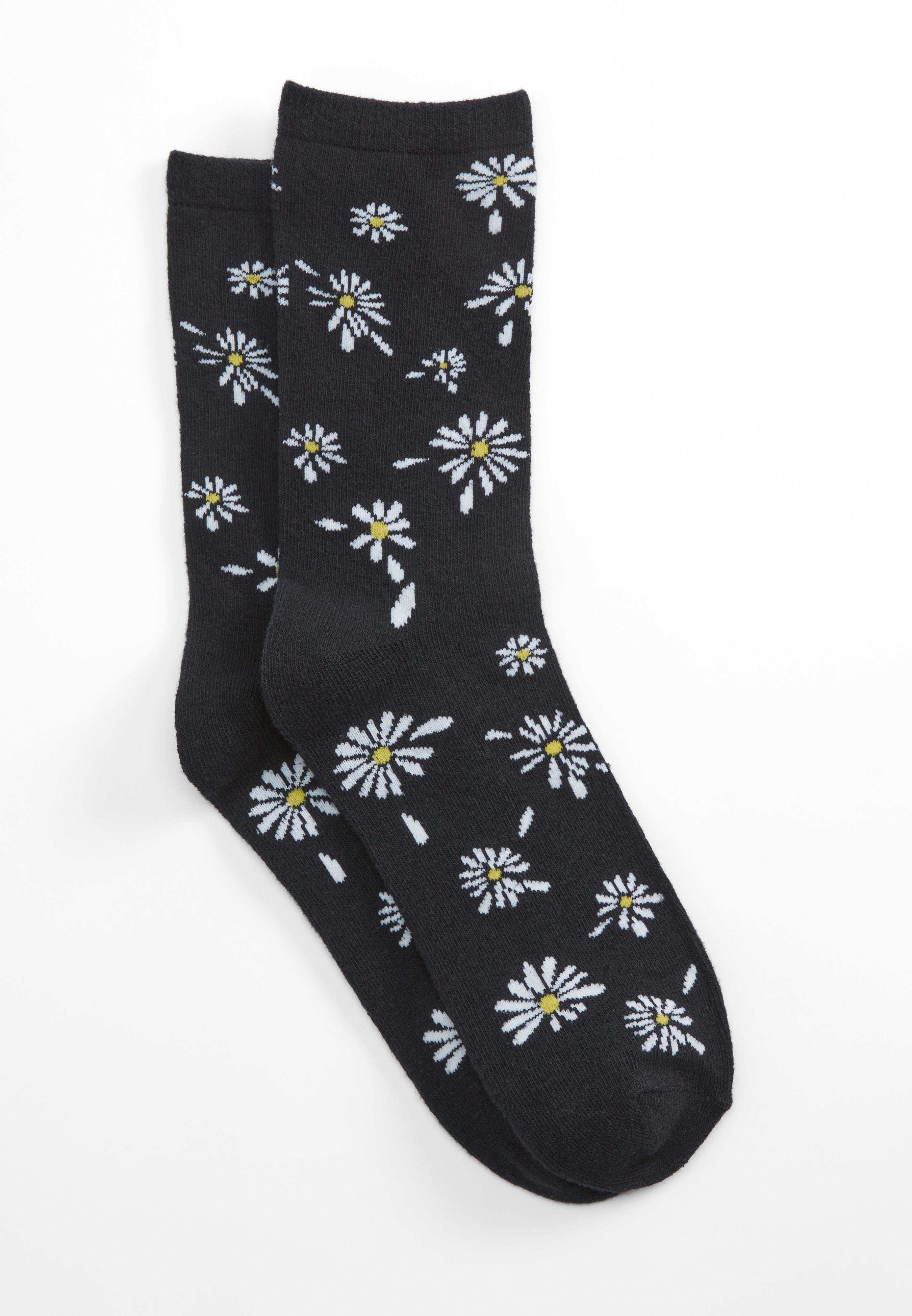 Black Daisy Crew Socks | maurices