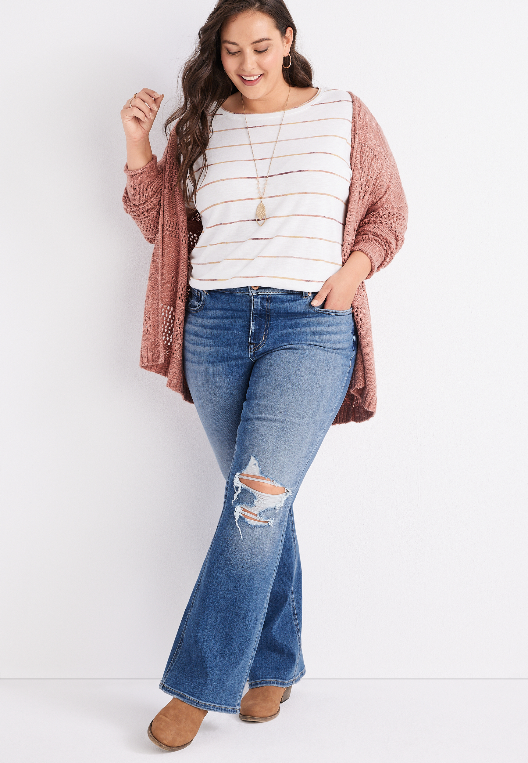 Plus Size edgely&trade; Flare High Rise Jean, C3337, large