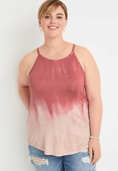 Plus Size 24/7 Flawless Pink Ombre High Neck Tank Top
