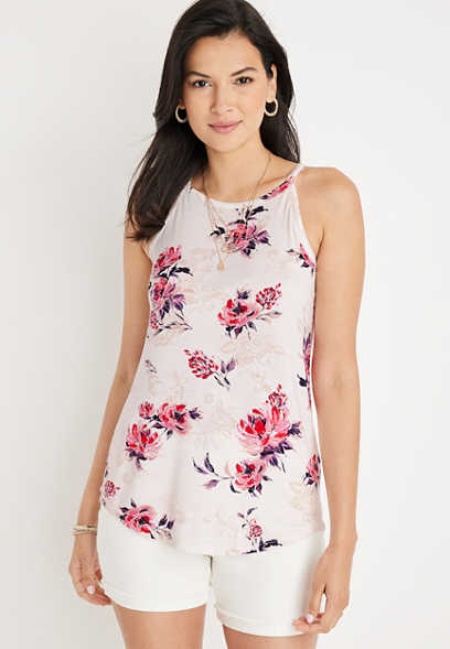 24/7 Flawless Floral High Neck Tank Top