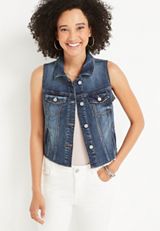 Dark Wash Denim Vest, C3337, small