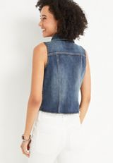 Dark Wash Denim Vest, C3337, small