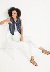 Dark Wash Denim Vest, C3337, small