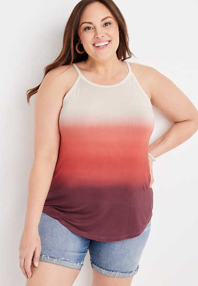 Plus Size 24/7 Flawless Ombre High Neck Tank Top