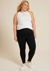 Plus Size Black Super High Rise Pocket Luxe Legging, C106, small