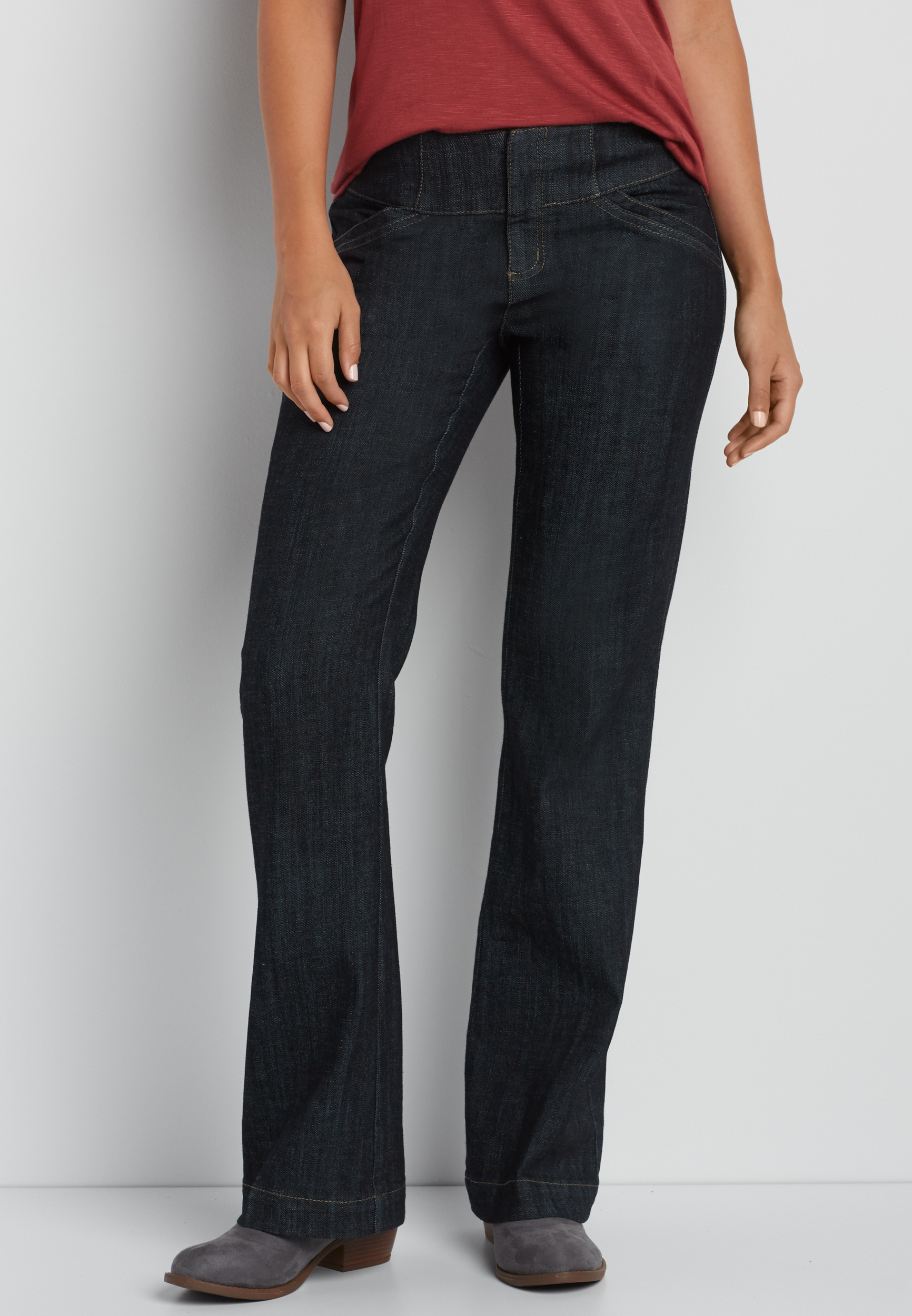 denim trouser with wide waistband 