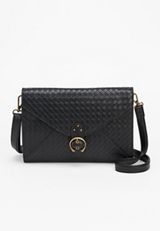 Black Woven Crossbody Bag, C106, small