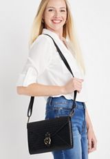 Black Woven Crossbody Bag, C106, small