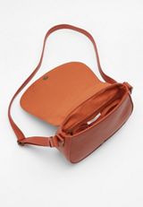Brown Criss Cross Stitched Satchel Bag, C1144, small