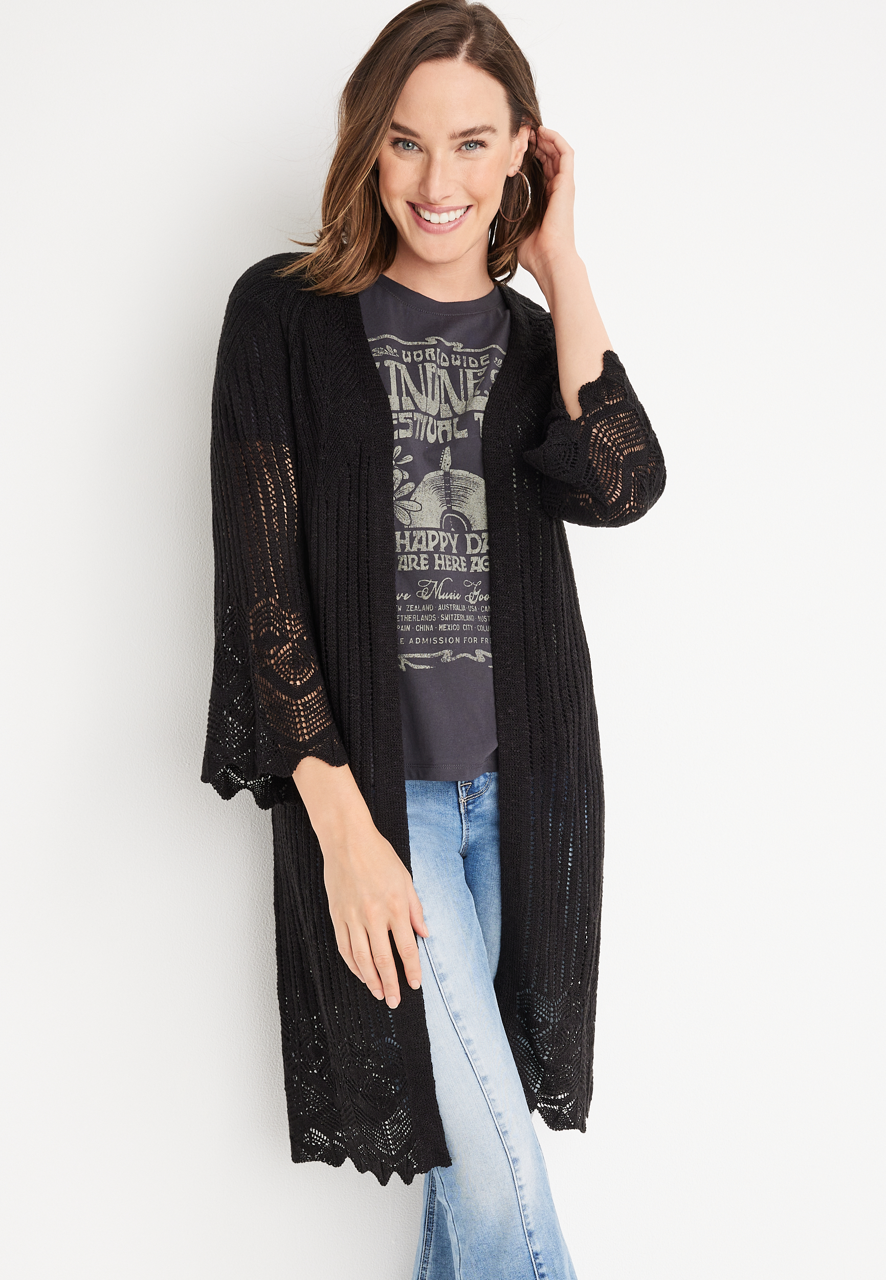 Solid Open Stitch Duster Cardigan | maurices