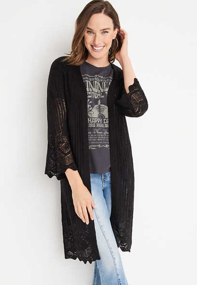 Solid Open Stitch Duster Cardigan