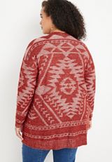 Plus Size Geo Print Cardigan, C4343, small