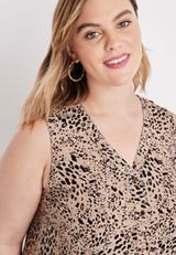 Plus Size Madison Animal Print Button Down Tank Top, MULTI, small