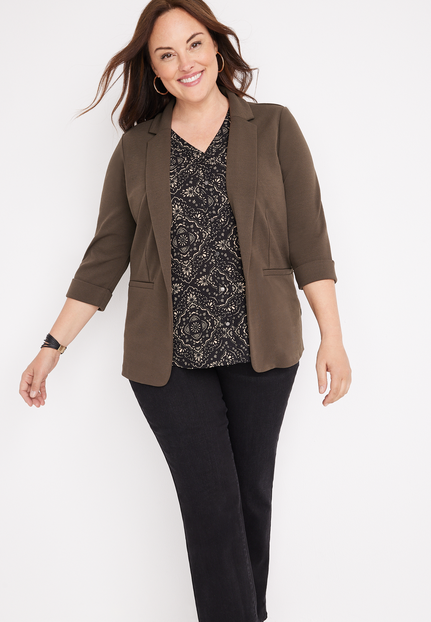 Plus Size Madison Bandana Medallion Button Down Tank Top, C1756, large