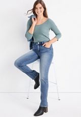 m jeans by maurices&trade; Everflex&trade; Straight Mid Rise Jean, C3337, small