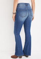 m jeans by maurices&trade; Everflex&trade; Flare Curvy High Rise Jean, MEDIUM SANDBLAST, small