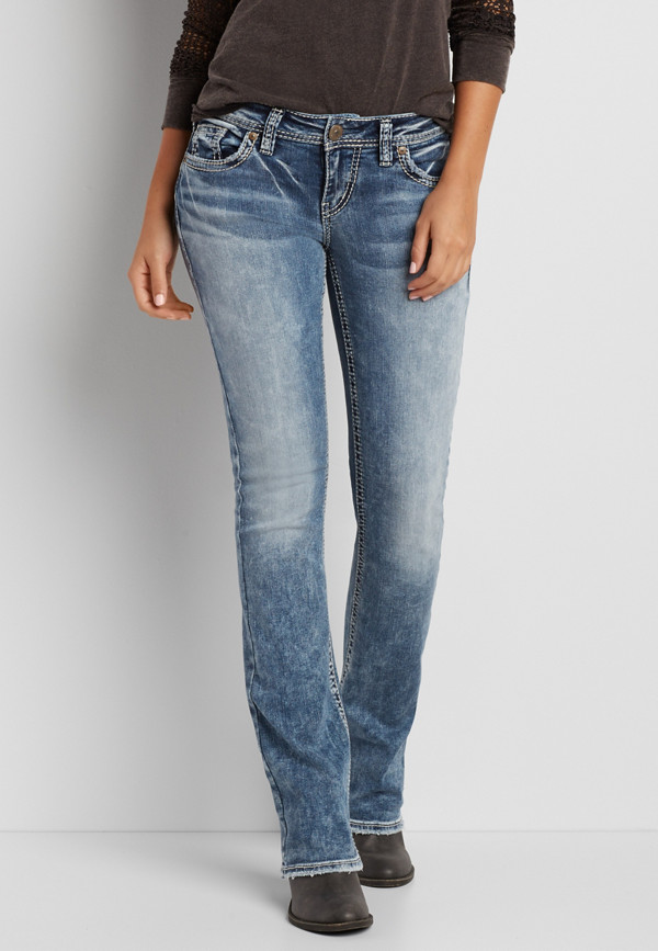 Silver Jeans Co.® Aiko bootcut jeans in marbled medium wash | maurices