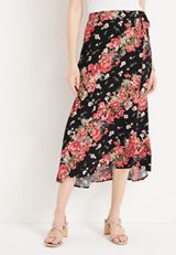 High Rise Faux Wrap Maxi Skirt, BLACK COMBO, small