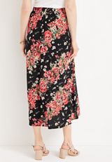 High Rise Faux Wrap Maxi Skirt, BLACK COMBO, small