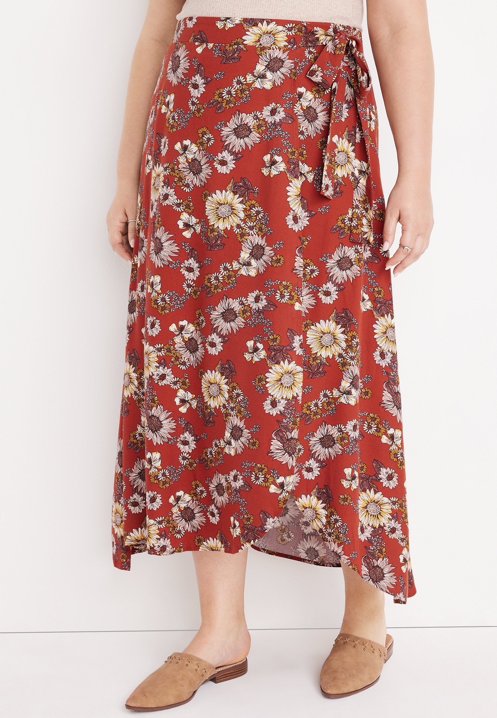 Plus Size High Rise Faux Wrap Maxi Skirt | maurices