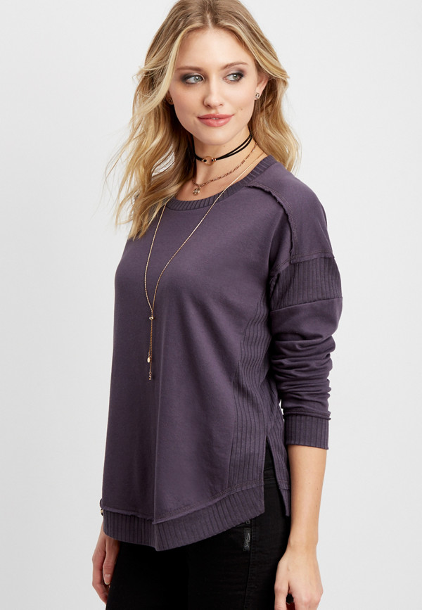 pullover sweatshirt with wide ribbed inlay | maurices