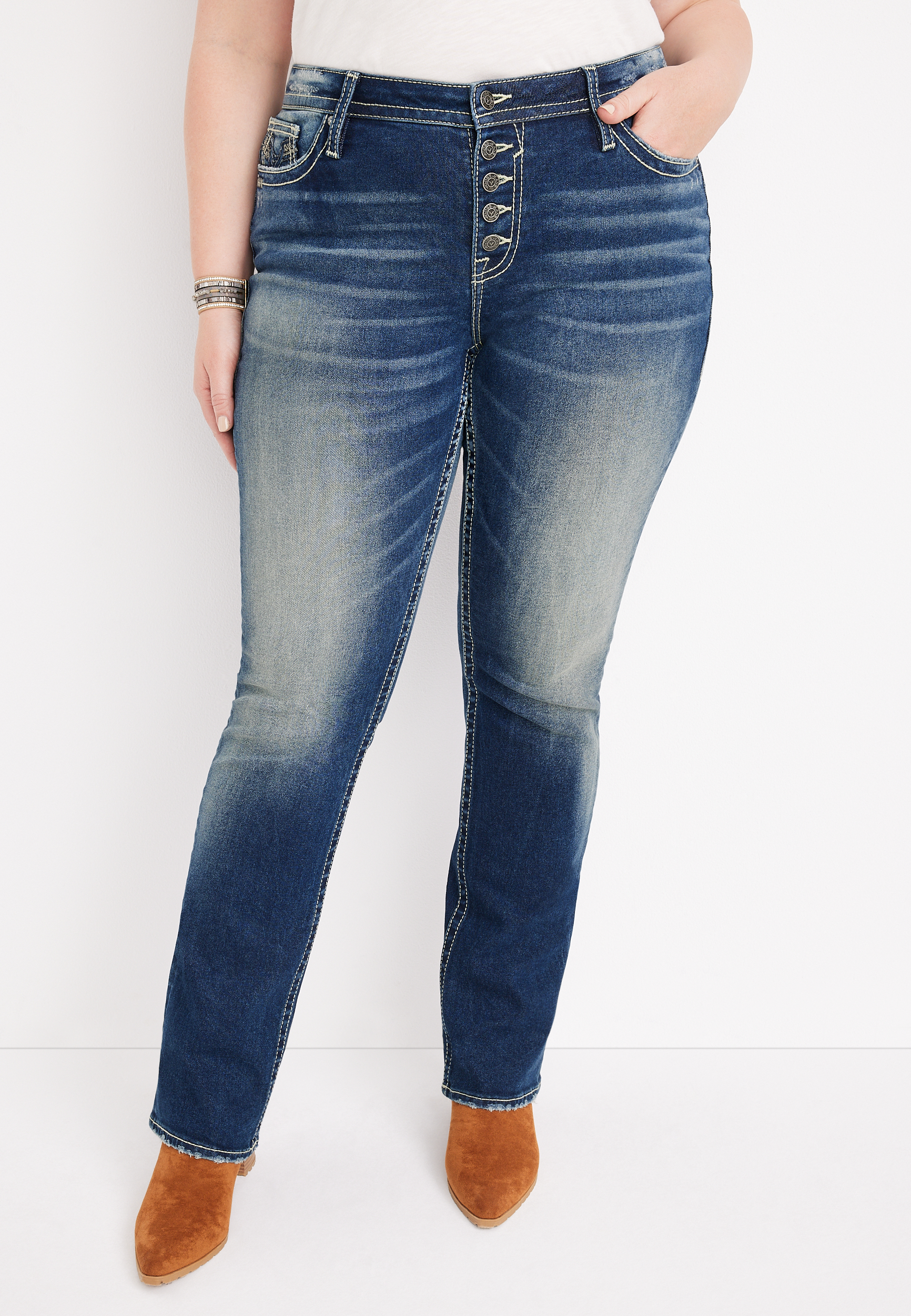 Plus Size Vigoss&reg; Slim Boot Heritage Mid Rise Jean, DARK SANDBLAST, large
