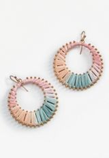 Ombre Raffia Hoop Drop Earring, MULTI, small
