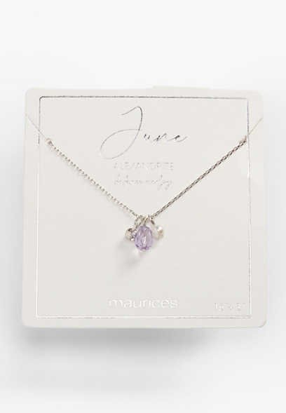Silver June Birthstone Necklace