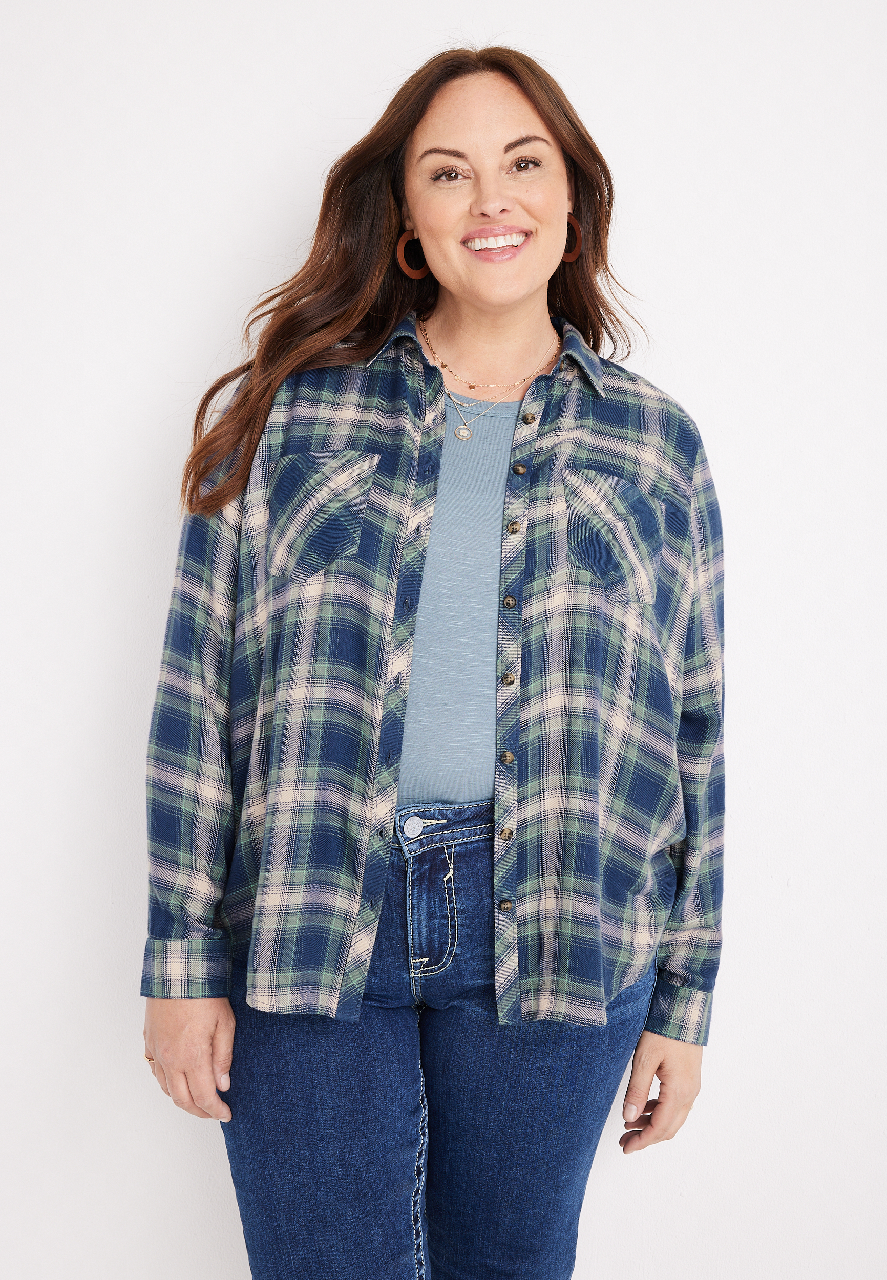 Women's Plus Size Plaid & Button Down Shirts | maurices