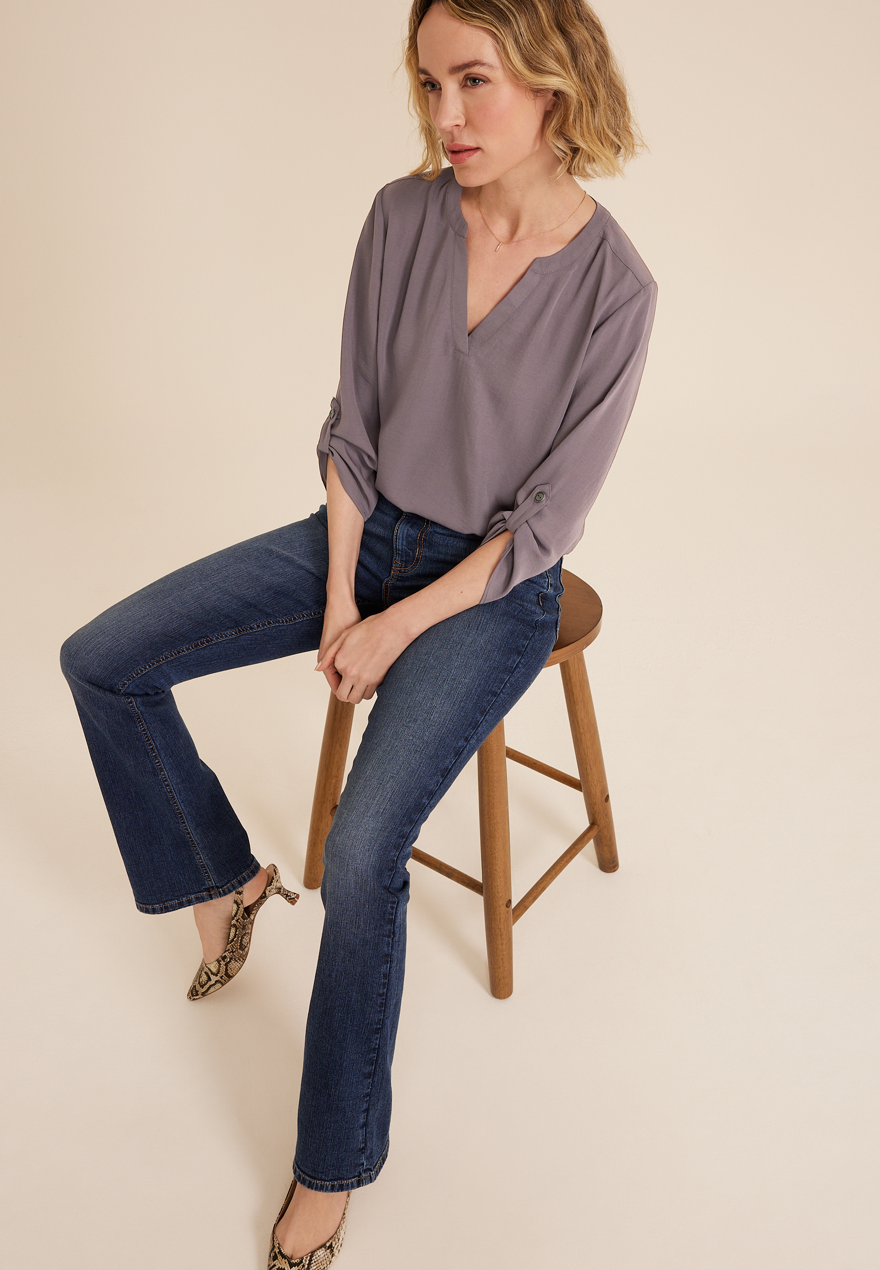 Atwood 3/4 Sleeve Popover Blouse - thumbnail 3