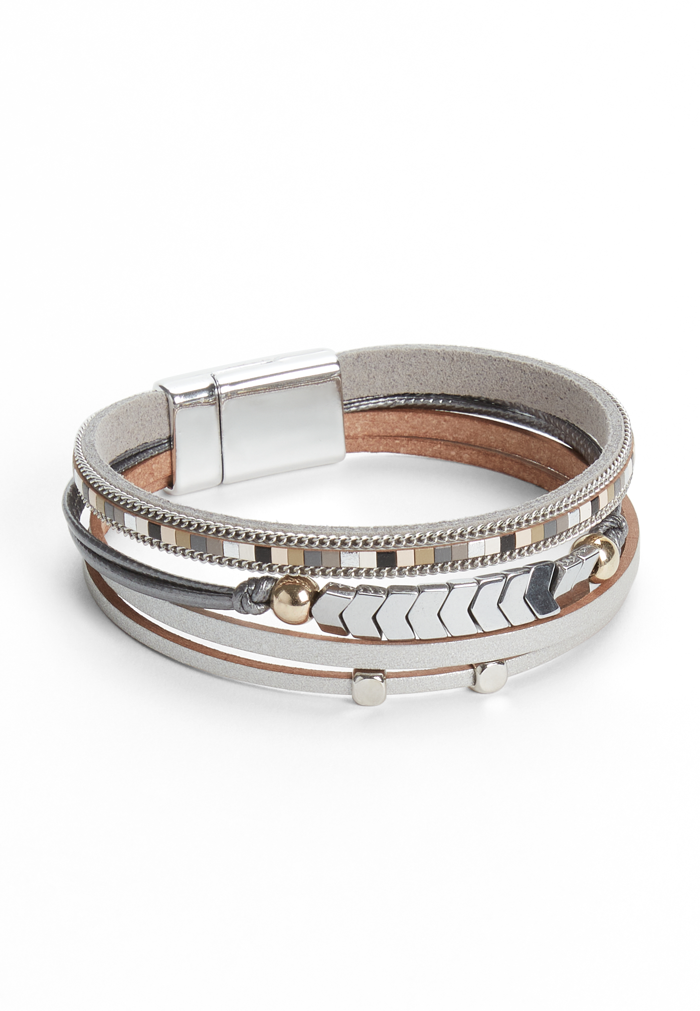 Gray Chevron Beaded Mini Bracelet maurices