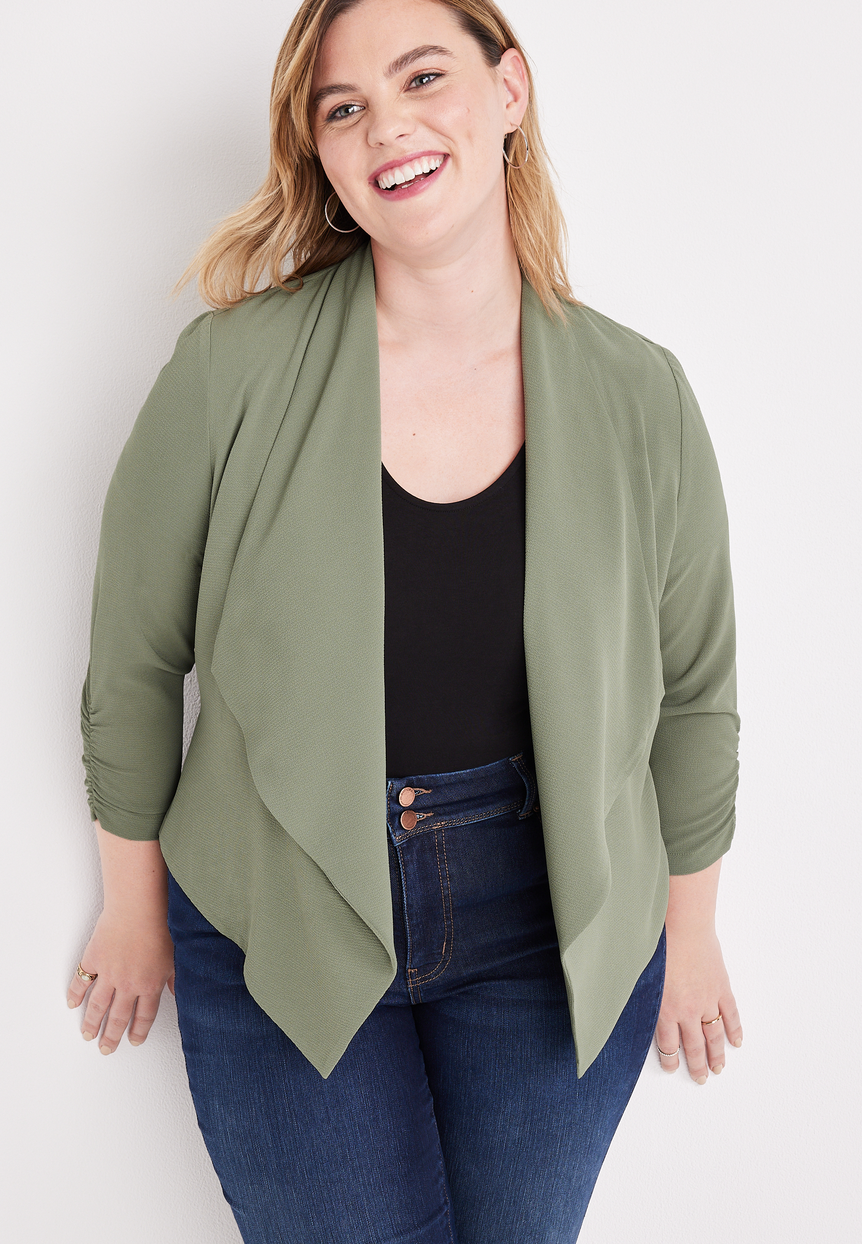 Plus Size Cropped Waterfall Blazer | maurices