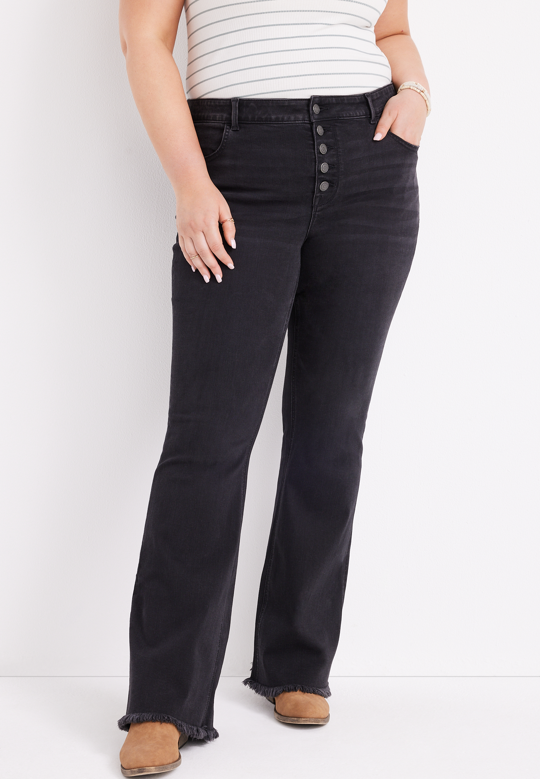 Plus Size m jeans by maurices™ Black Flare High Rise Jean maurices