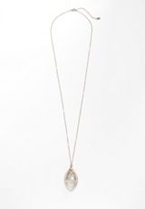Tinted Caged Stone Pendant Necklace, , small