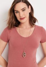 Tinted Caged Stone Pendant Necklace, , small