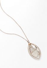 Tinted Caged Stone Pendant Necklace, , small