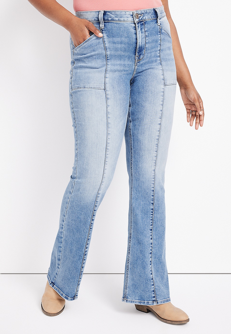 m jeans by maurices™ Cool Comfort Sculptress High Rise Curvy Flare Jean