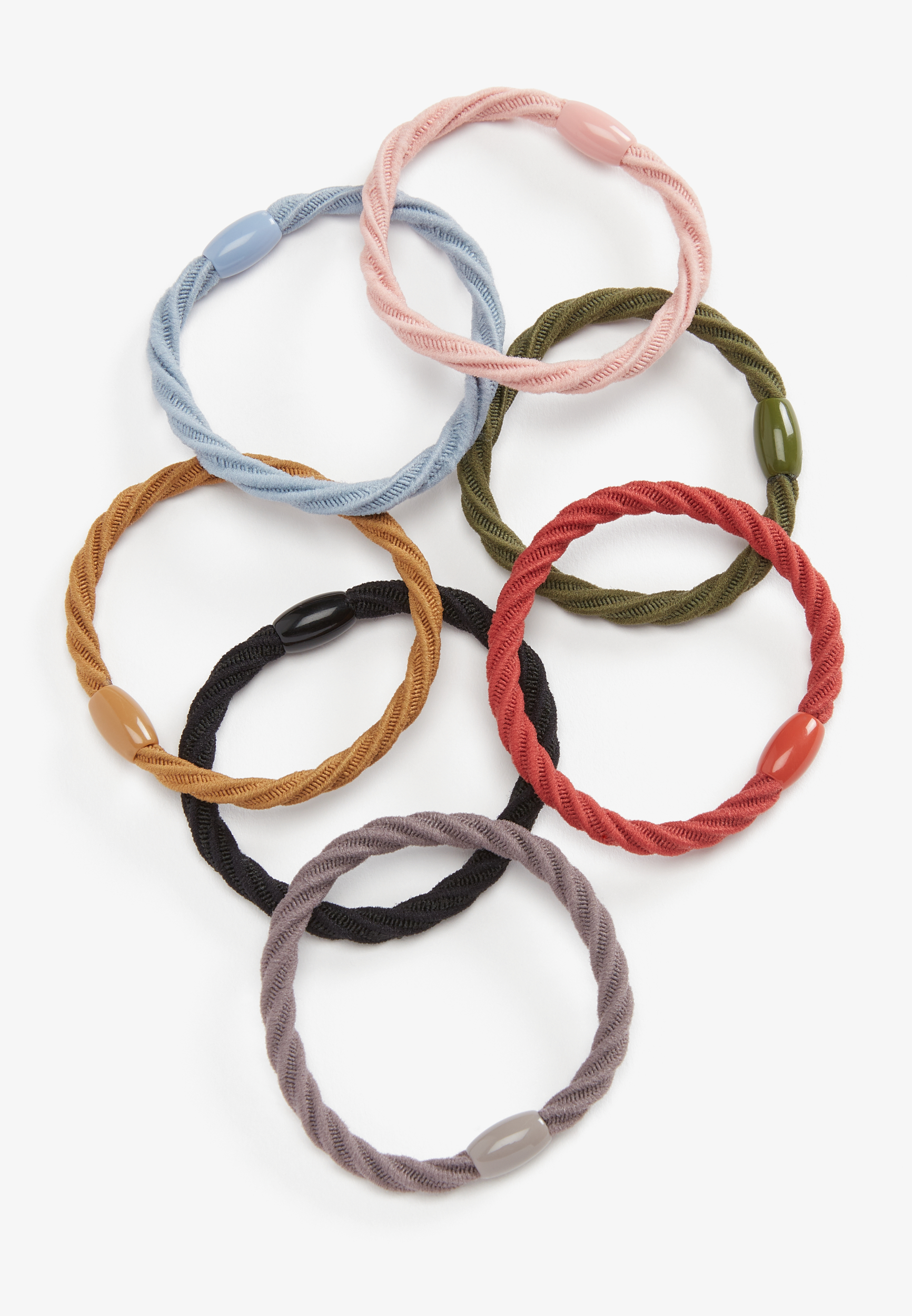 7 Pack Twisted Multicolor Hair Tie Set maurices
