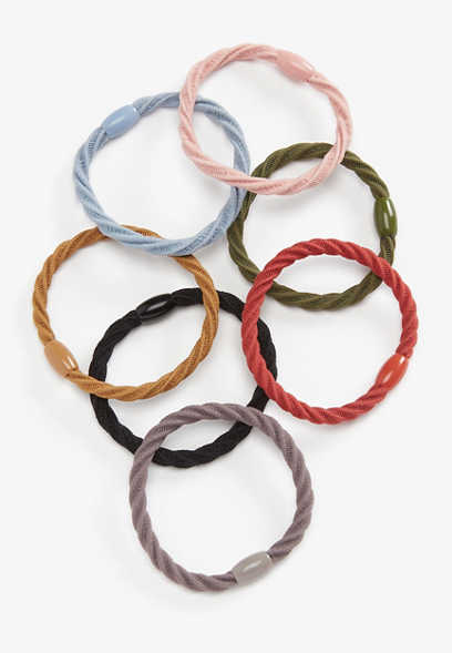 7 Pack Twisted Multicolor Hair Tie Set