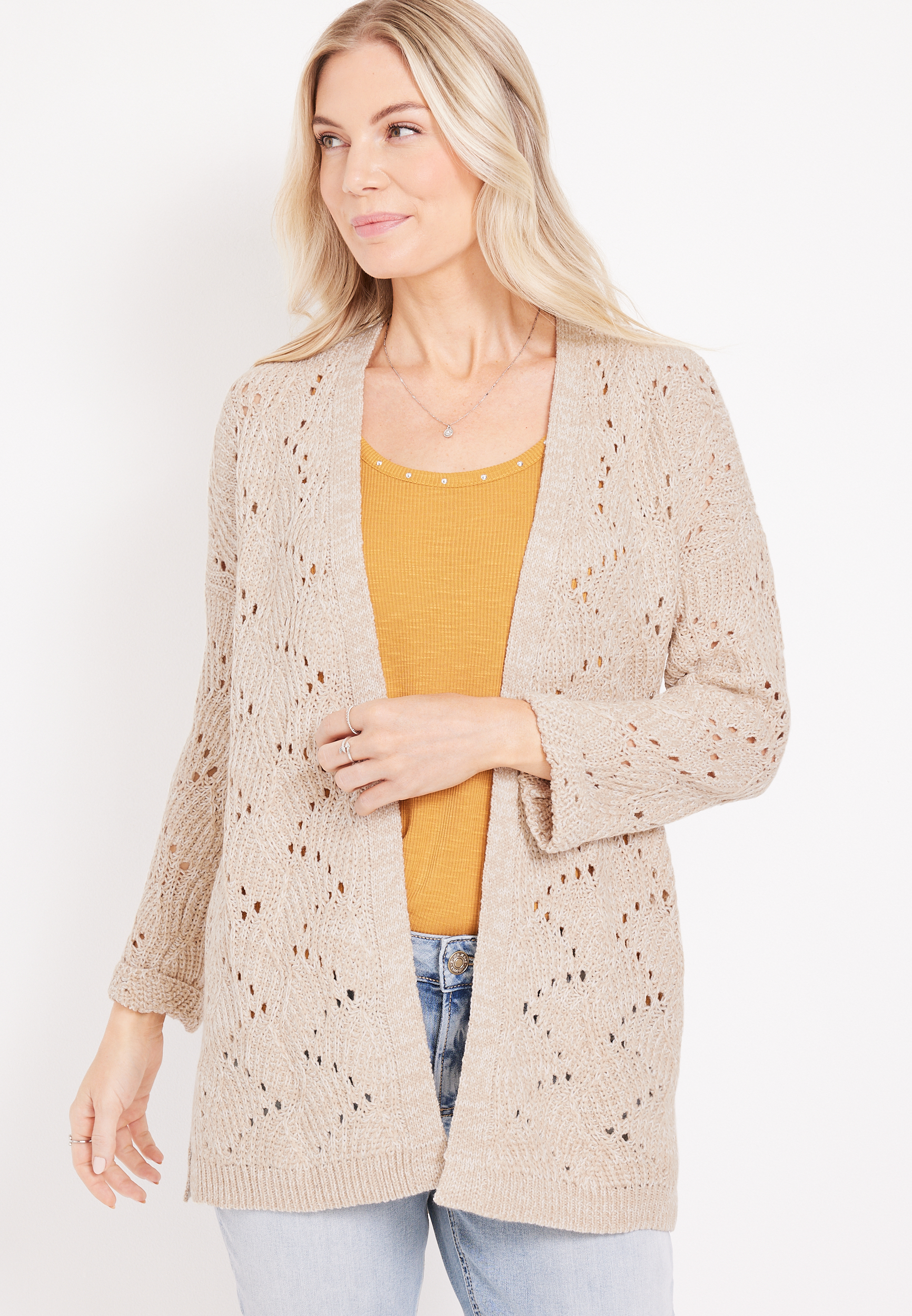 Open Stitch Marbled Cardigan | maurices