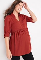 Winona Button Down Maternity Blouse, , small