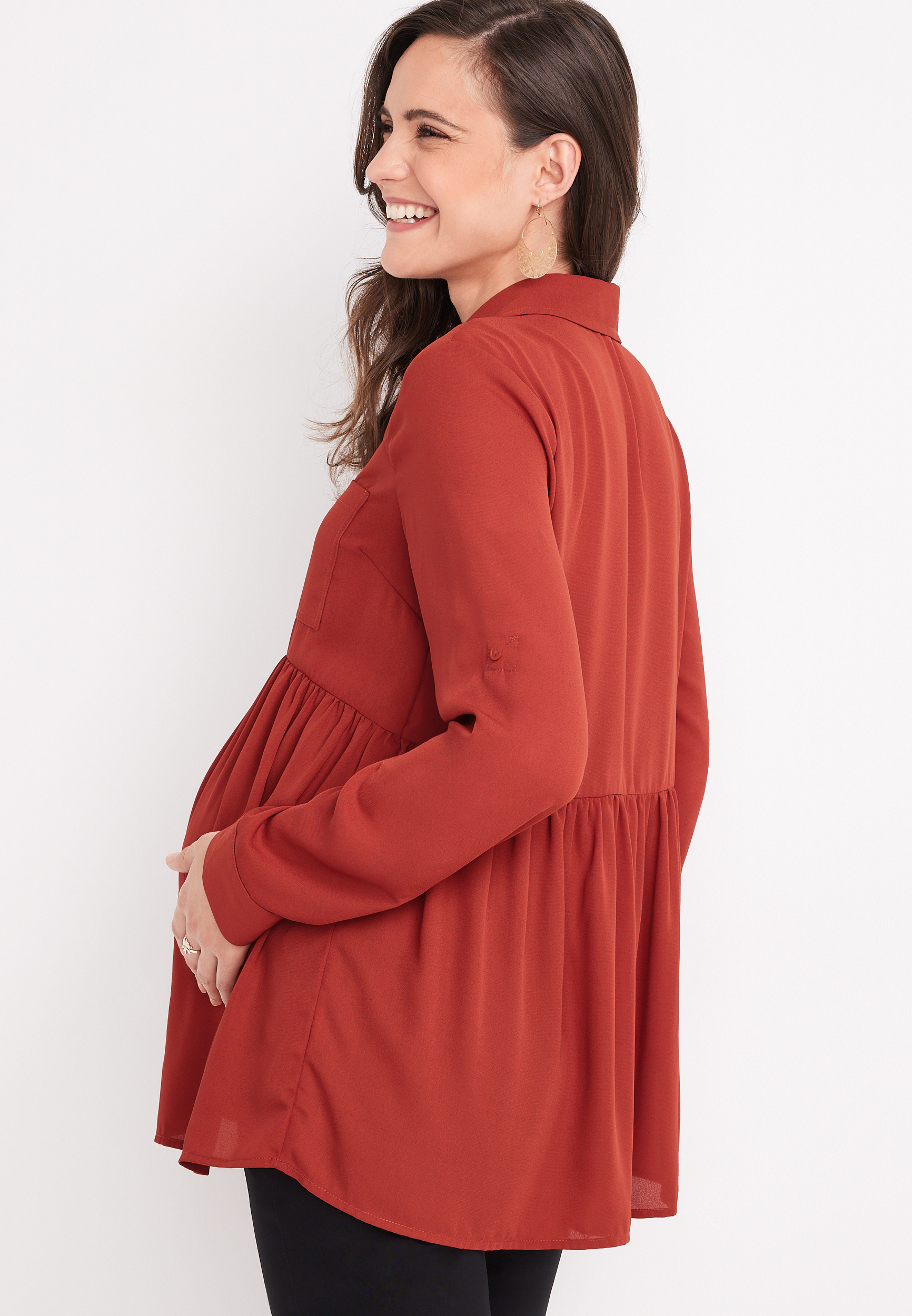 Winona Button Down Maternity Blouse, , large