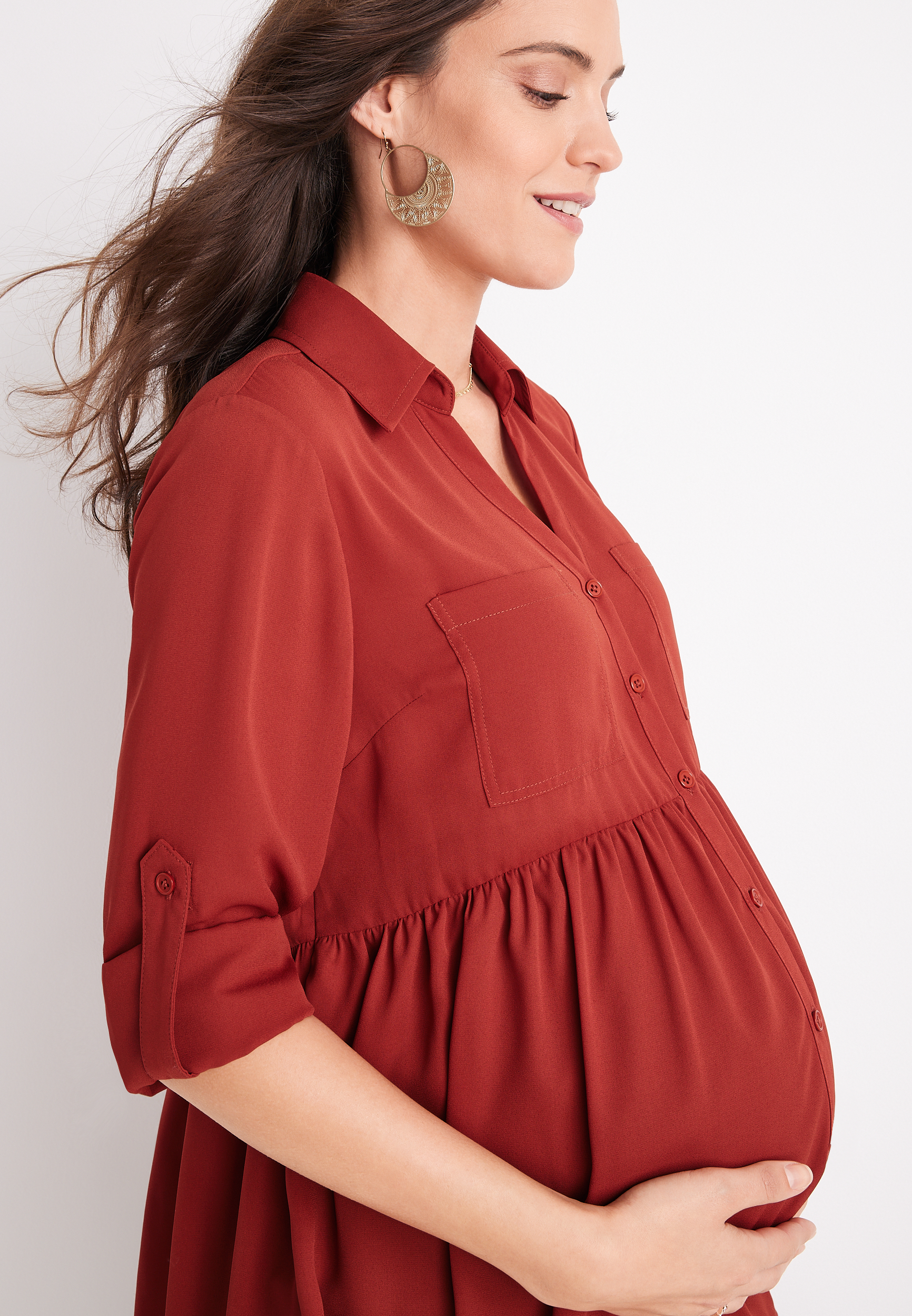 Winona Button Down Maternity Blouse, , large